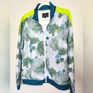 GUESS Mens  BLUE GREEN Full Zip Track Jacket Zip Pockets Size L.